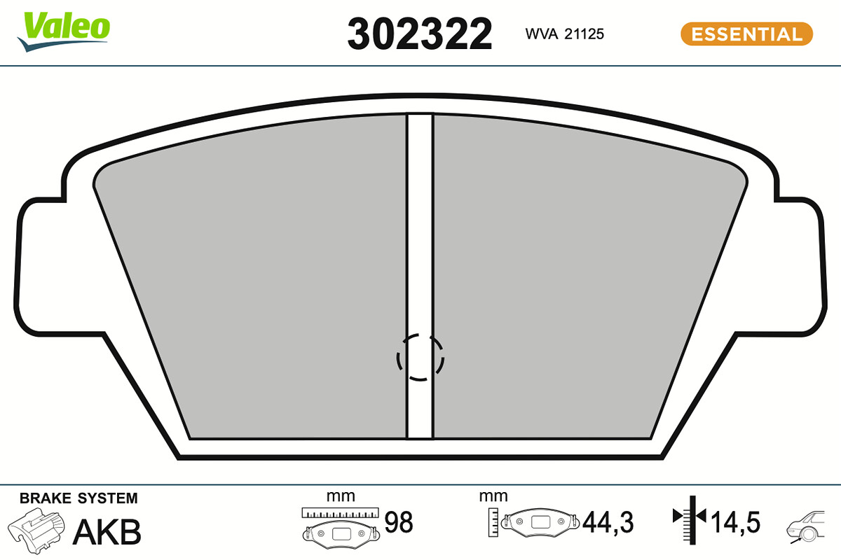 Jeu de 4 plaquettes de frein VALEO ref. 302322
